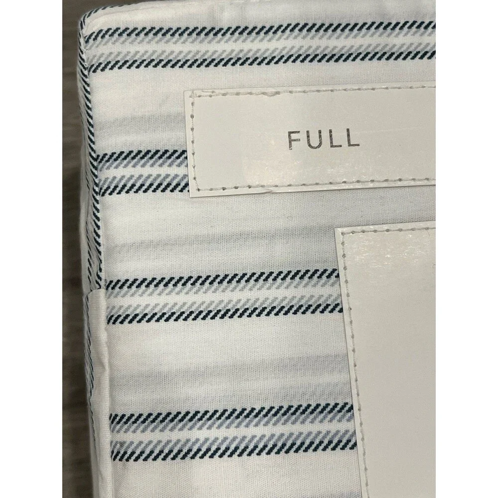 Tommy Hilfiger Home FULL Sheet Set Rhode Island Blue Stripe 100% Cotton Percale